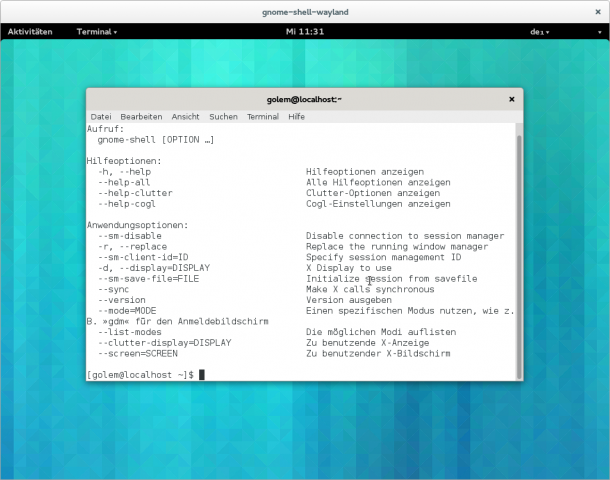 Die Gnome-Shell unter Wayland